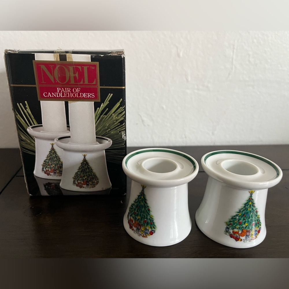 Noel Pair Of Candle Holders Christmas 2”X2”